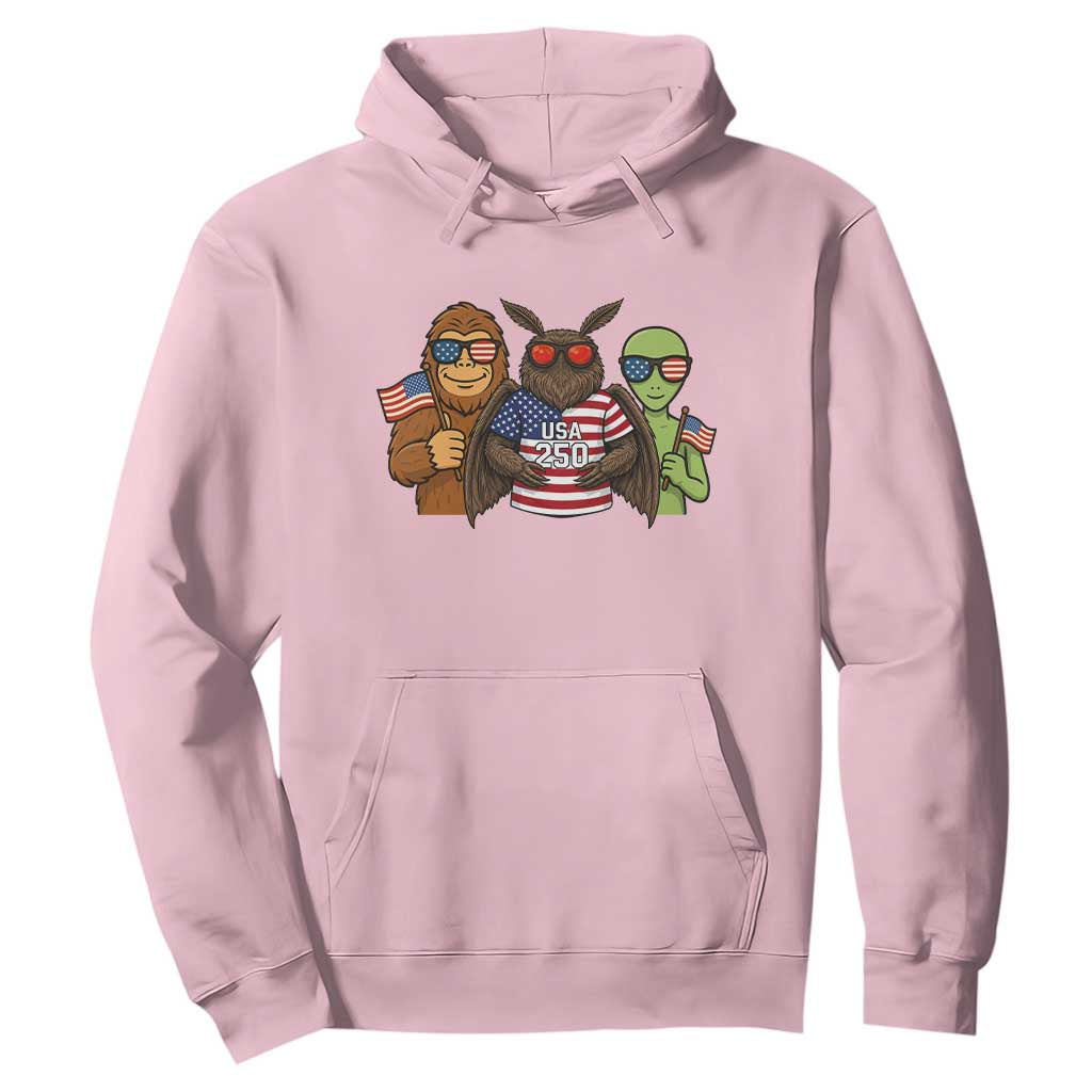 Funny Bigfoot Mothman Alien Hoodie USA 250th Anniversary TS12 Light Pink Print Your Wear