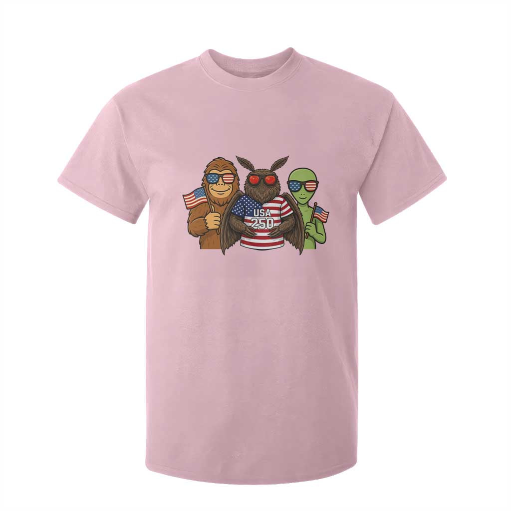 Funny Bigfoot Mothman Alien T Shirt For Kid USA 250th Anniversary TS12 Light Pink Print Your Wear