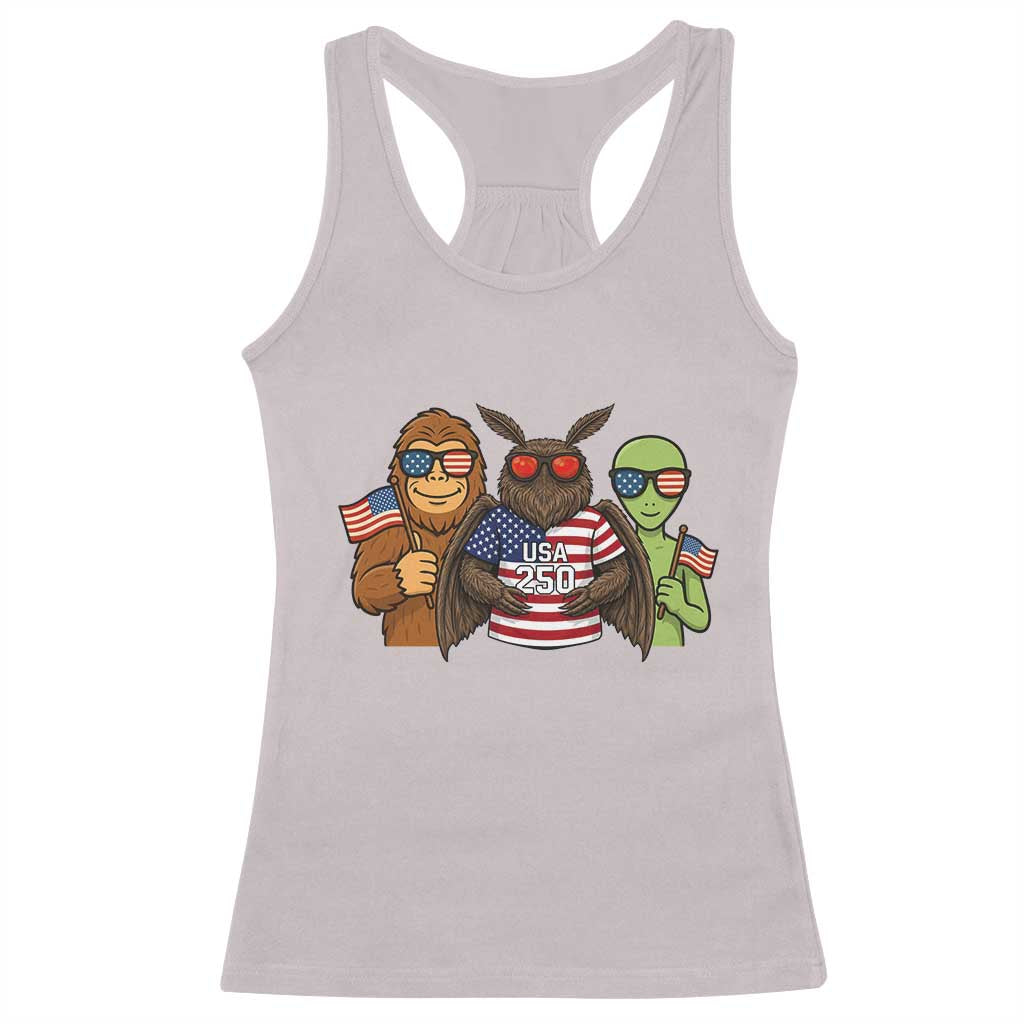 Funny Bigfoot Mothman Alien Racerback Tank Top USA 250th Anniversary TS12 Ice Gray Print Your Wear