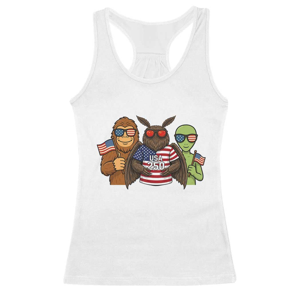Funny Bigfoot Mothman Alien Racerback Tank Top USA 250th Anniversary TS12 White Print Your Wear