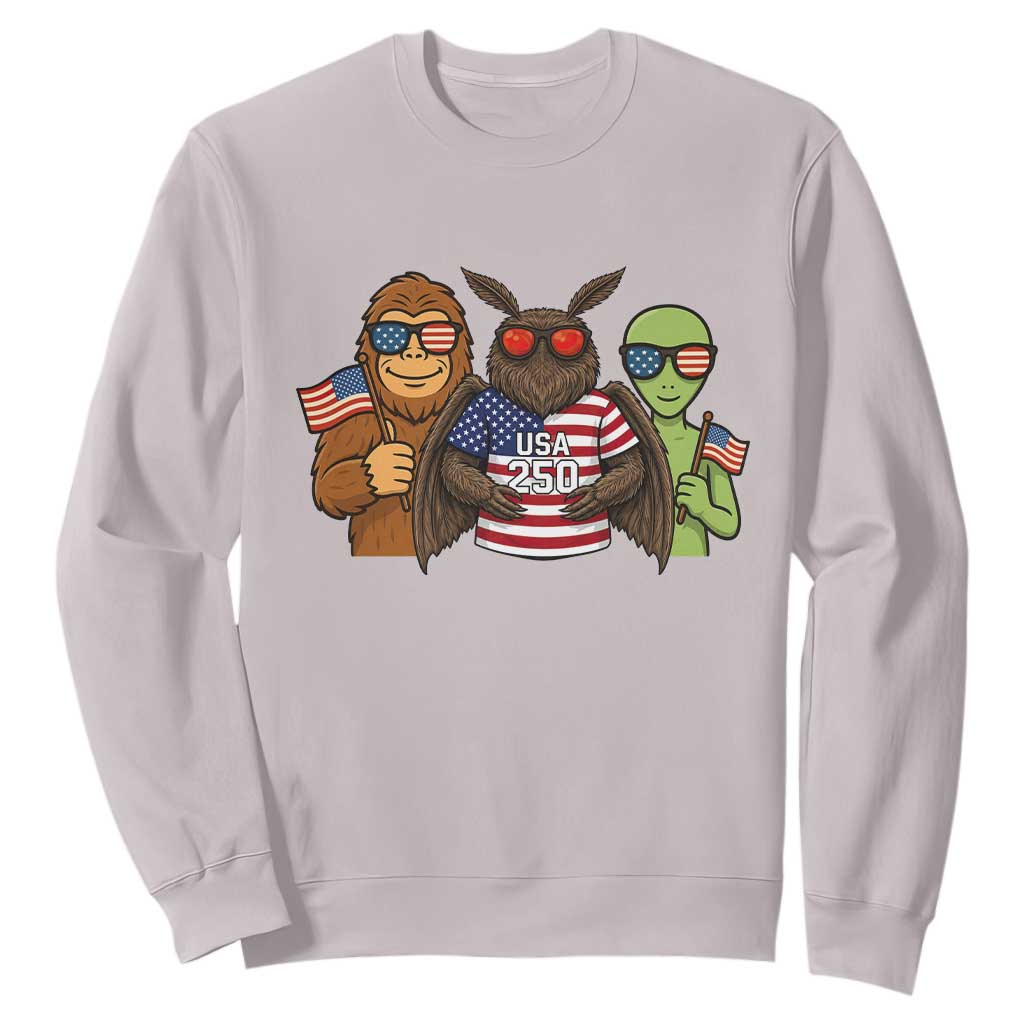 Funny Bigfoot Mothman Alien Sweatshirt USA 250th Anniversary TS12 Ice Gray Print Your Wear