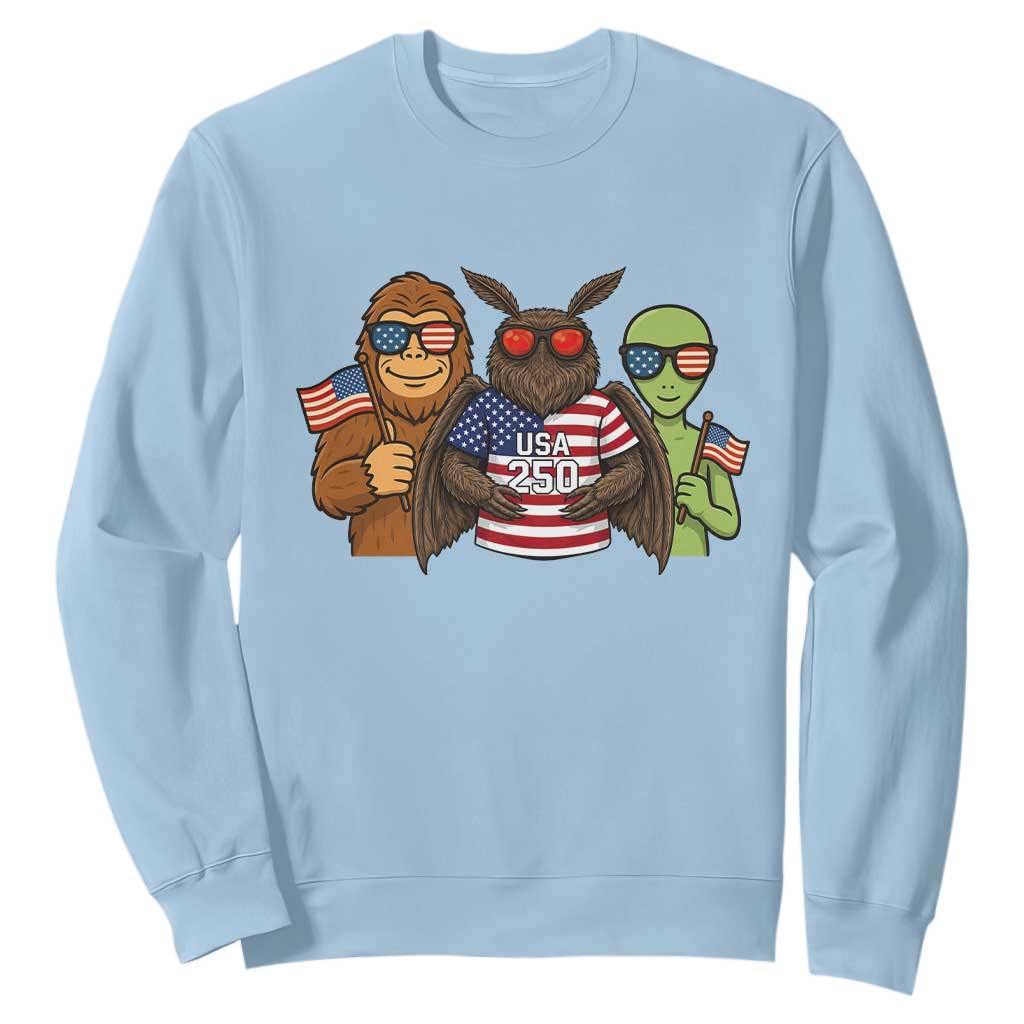 Funny Bigfoot Mothman Alien Sweatshirt USA 250th Anniversary TS12 Light Blue Print Your Wear