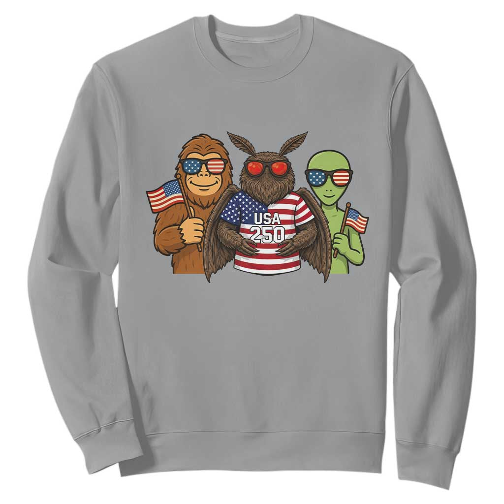 Funny Bigfoot Mothman Alien Sweatshirt USA 250th Anniversary TS12 Sport Gray Print Your Wear