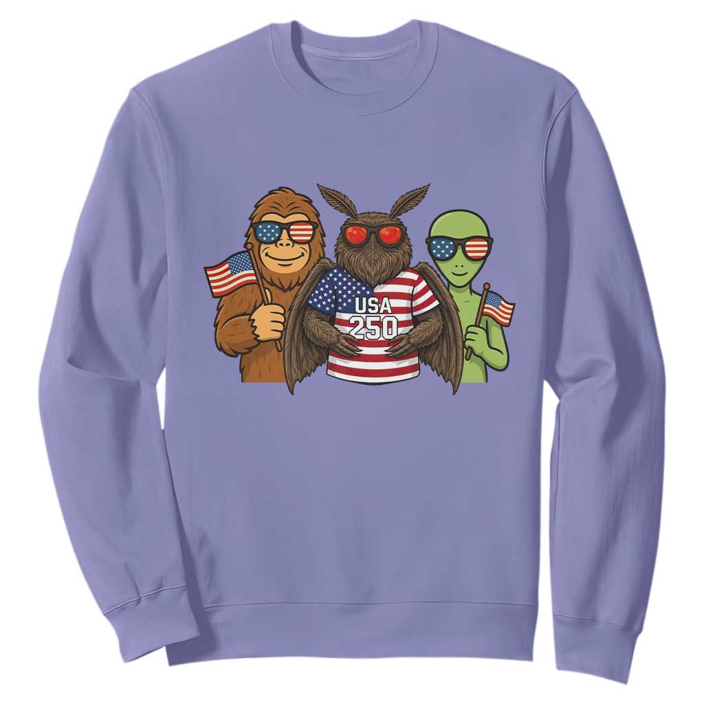 Funny Bigfoot Mothman Alien Sweatshirt USA 250th Anniversary TS12 Violet Print Your Wear