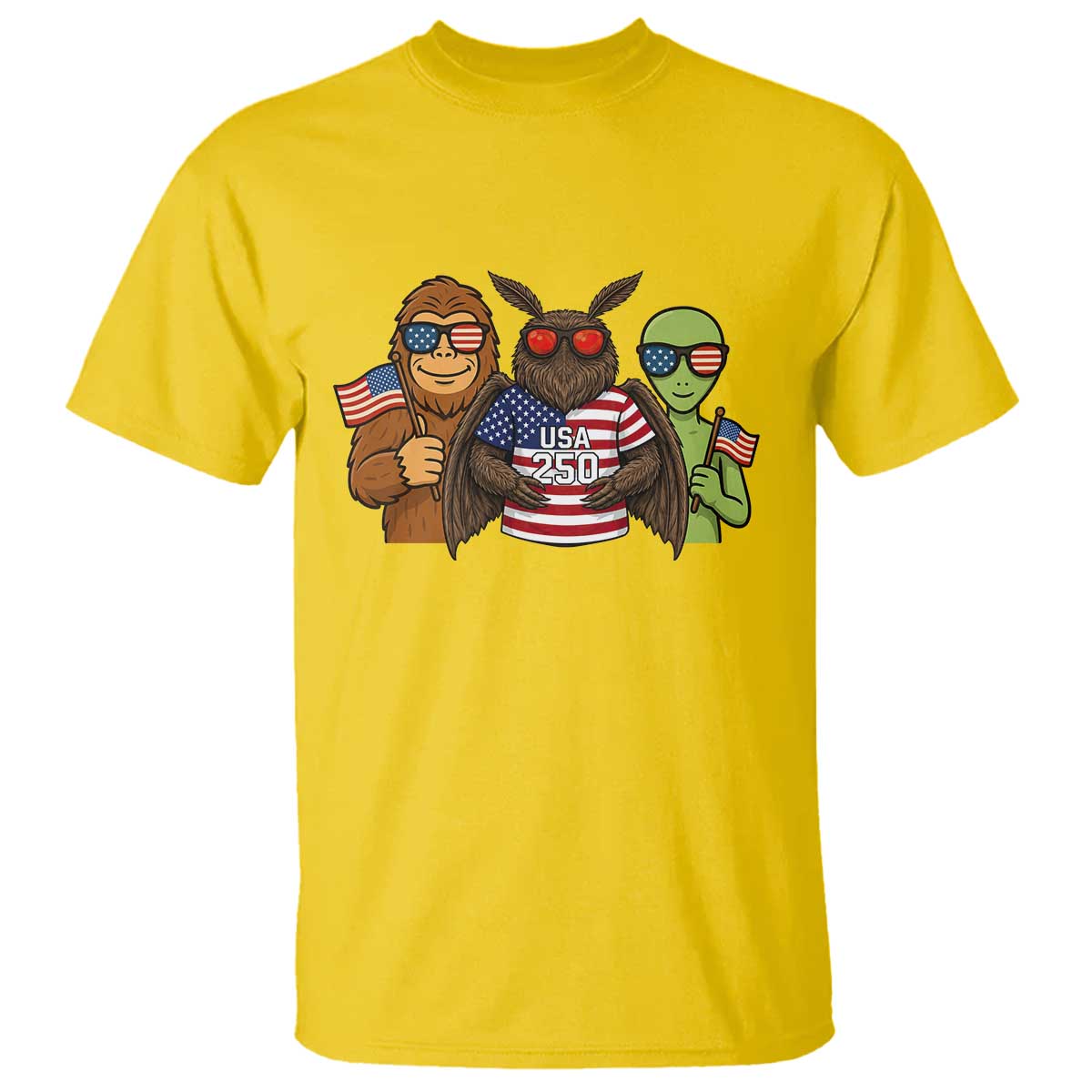 Funny Bigfoot Mothman Alien T Shirt USA 250th Anniversary TS12 Daisy Print Your Wear