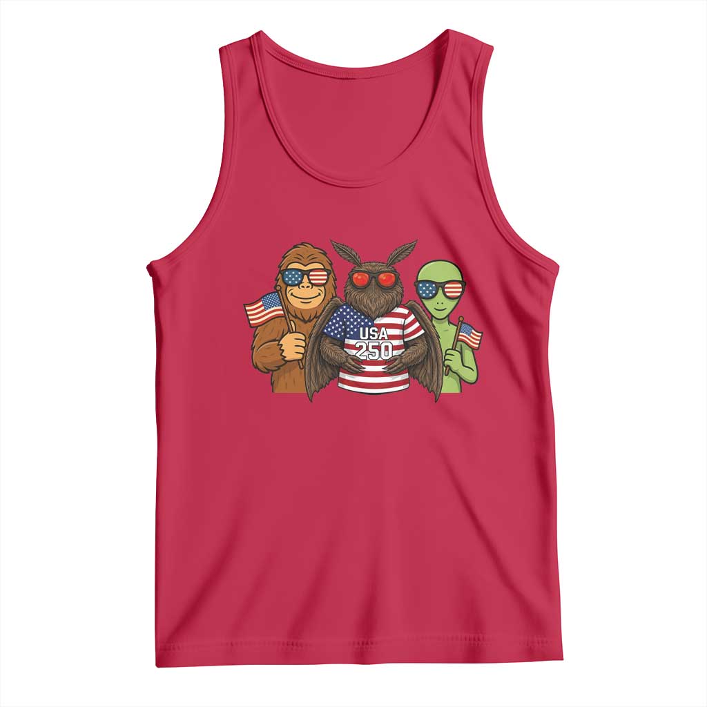 Funny Bigfoot Mothman Alien Tank Top USA 250th Anniversary TS12 Red Print Your Wear