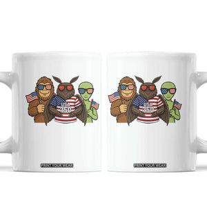 Funny Bigfoot Mothman Alien Coffee Mug USA 250th Anniversary TS12 White Print Your Wear