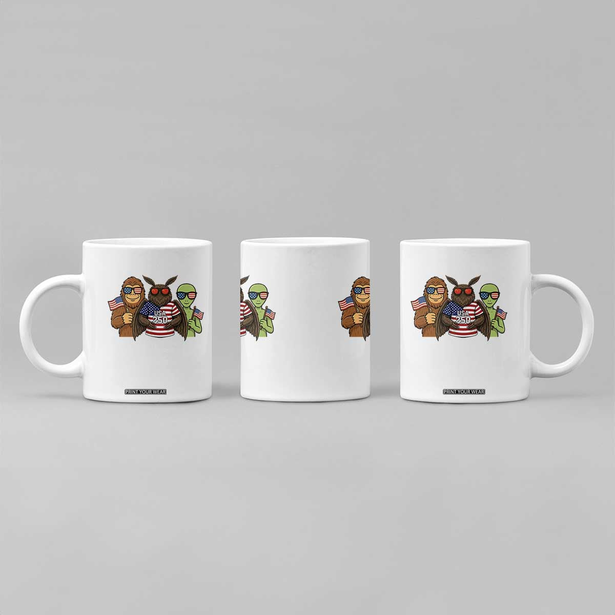 Funny Bigfoot Mothman Alien Coffee Mug USA 250th Anniversary TS12 Print Your Wear