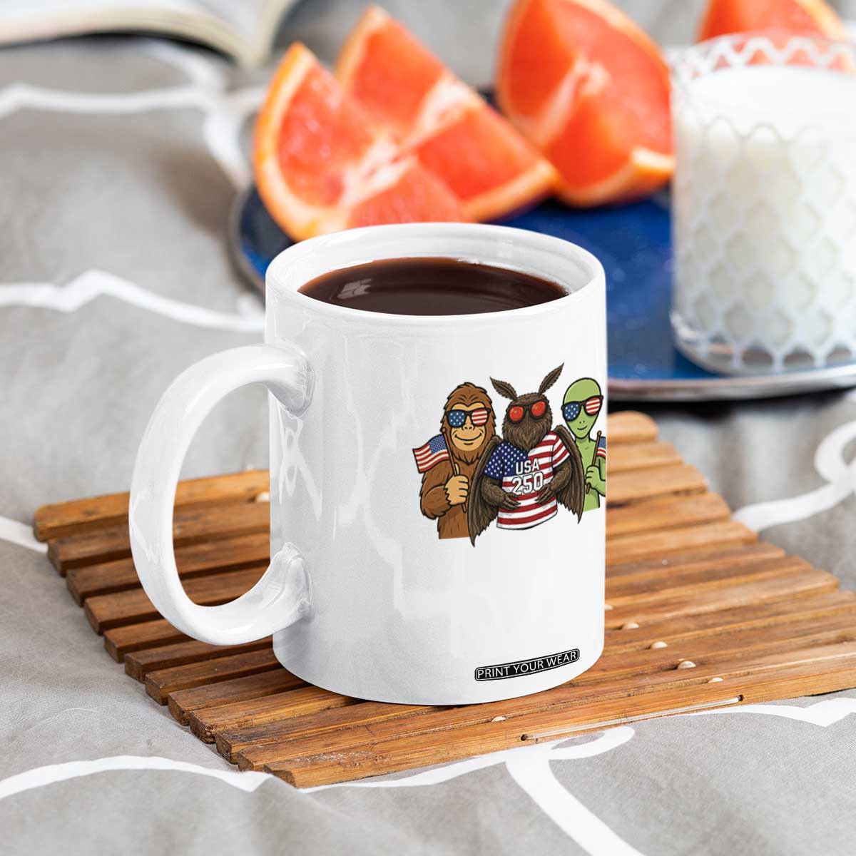 Funny Bigfoot Mothman Alien Coffee Mug USA 250th Anniversary TS12 Print Your Wear