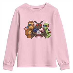 Funny Bigfoot Mothman Alien Youth Sweatshirt USA 250th Anniversary TS12 Light Pink Print Your Wear