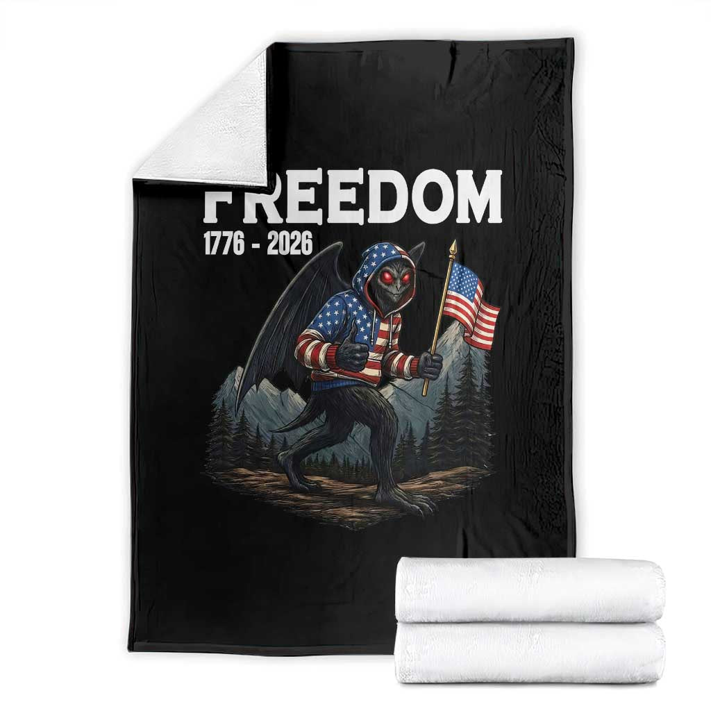Patriotic Mothman Lover Throw Blanket Funny USA 250 Anniversary Gift TS12 Black Print Your Wear