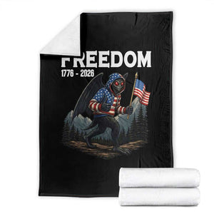Patriotic Mothman Lover Throw Blanket Funny USA 250 Anniversary Gift TS12 Black Print Your Wear