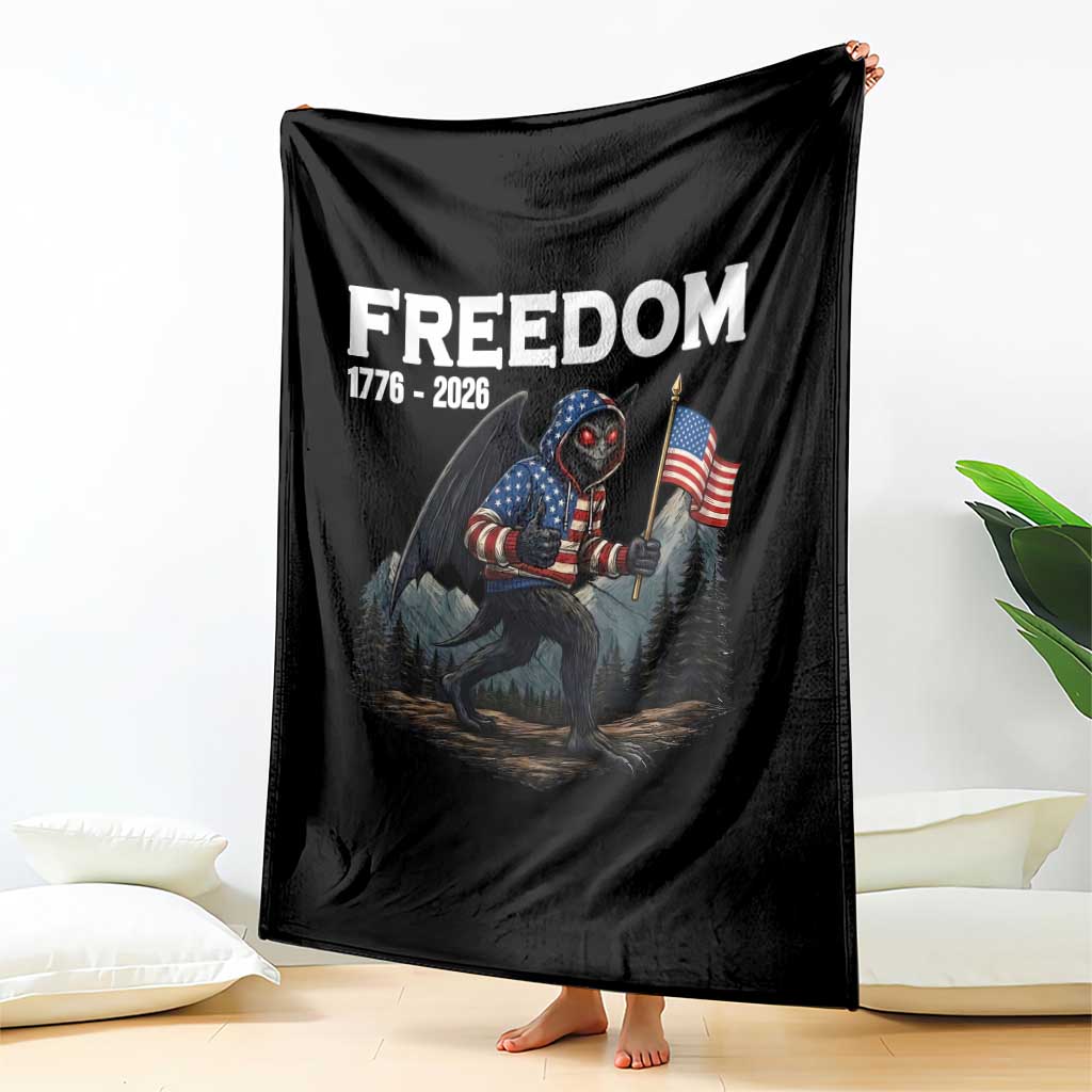 Patriotic Mothman Lover Throw Blanket Funny USA 250 Anniversary Gift TS12 Print Your Wear