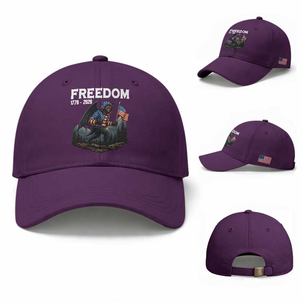 Patriotic Mothman Lover Baseball Cap Funny USA 250 Anniversary Gift TS12 Baseball Cap Universal Fit Purple Print Your Wear