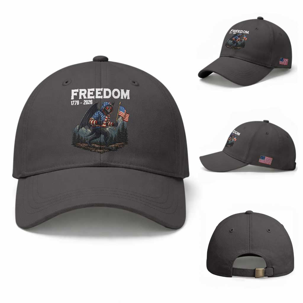 Patriotic Mothman Lover Baseball Cap Funny USA 250 Anniversary Gift TS12 Baseball Cap Universal Fit Dark Gray Print Your Wear