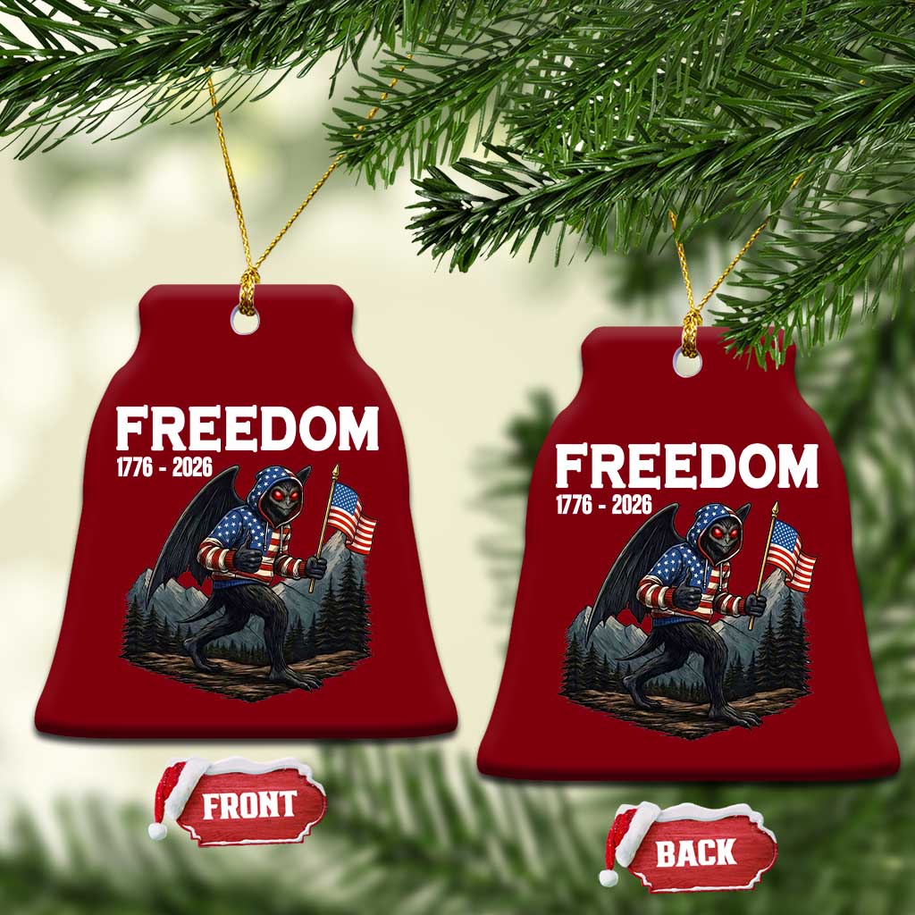 Patriotic Mothman Lover Ceramic Ornament Funny USA 250 Anniversary Gift TS12 Print Your Wear