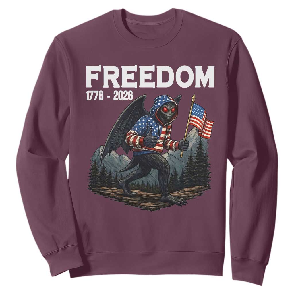 Patriotic Mothman Lover Sweatshirt Funny USA 250 Anniversary Gift TS12 Maroon Print Your Wear