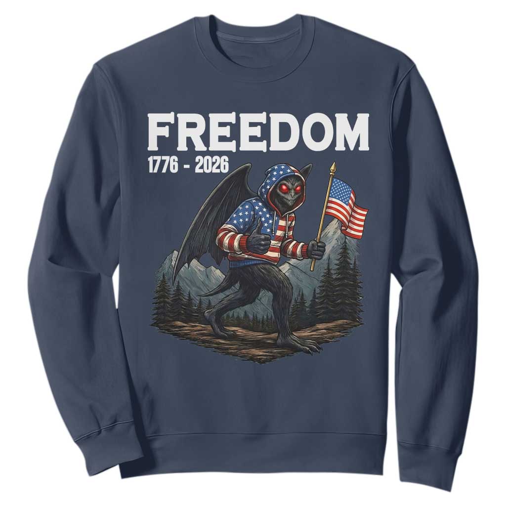 Patriotic Mothman Lover Sweatshirt Funny USA 250 Anniversary Gift TS12 Navy Print Your Wear
