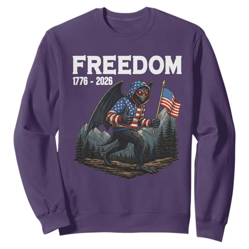 Patriotic Mothman Lover Sweatshirt Funny USA 250 Anniversary Gift TS12 Purple Print Your Wear