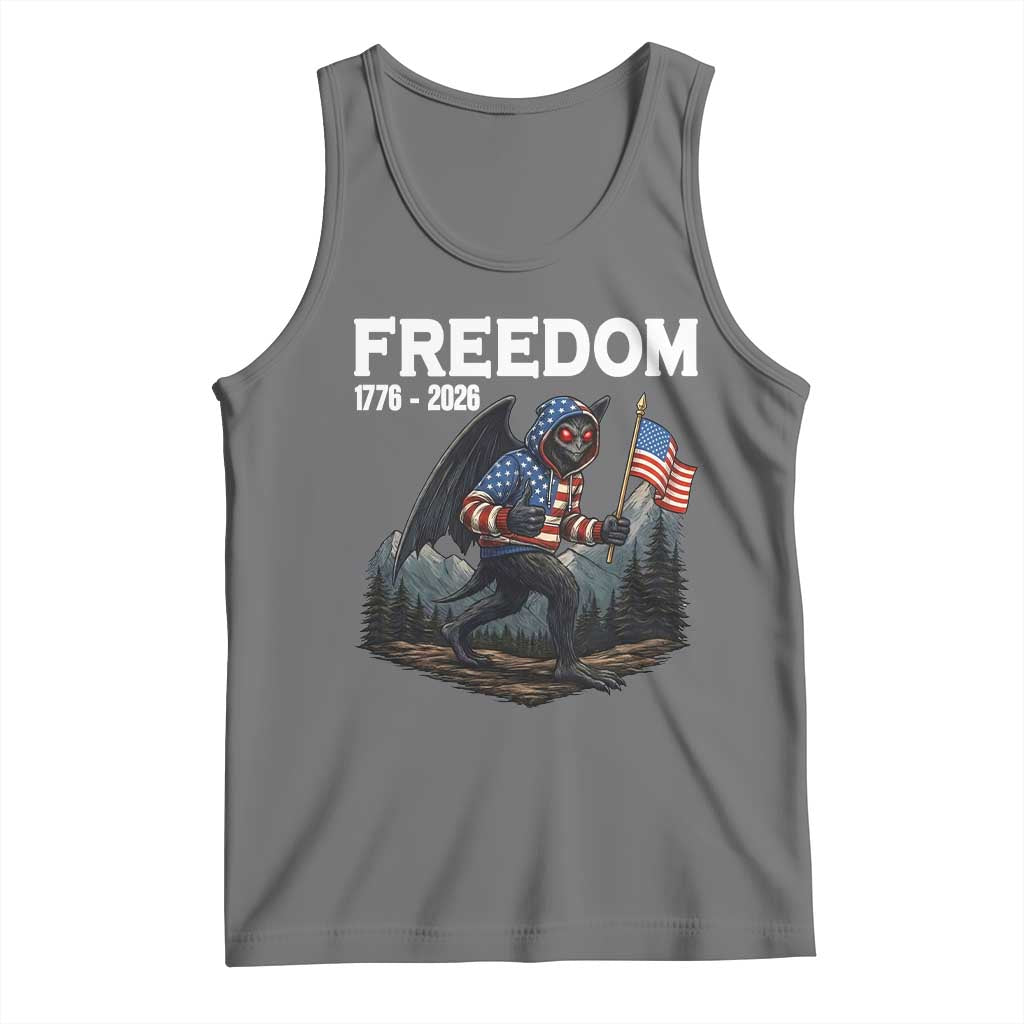 Patriotic Mothman Lover Tank Top Funny USA 250 Anniversary Gift TS12 Black Heather Print Your Wear