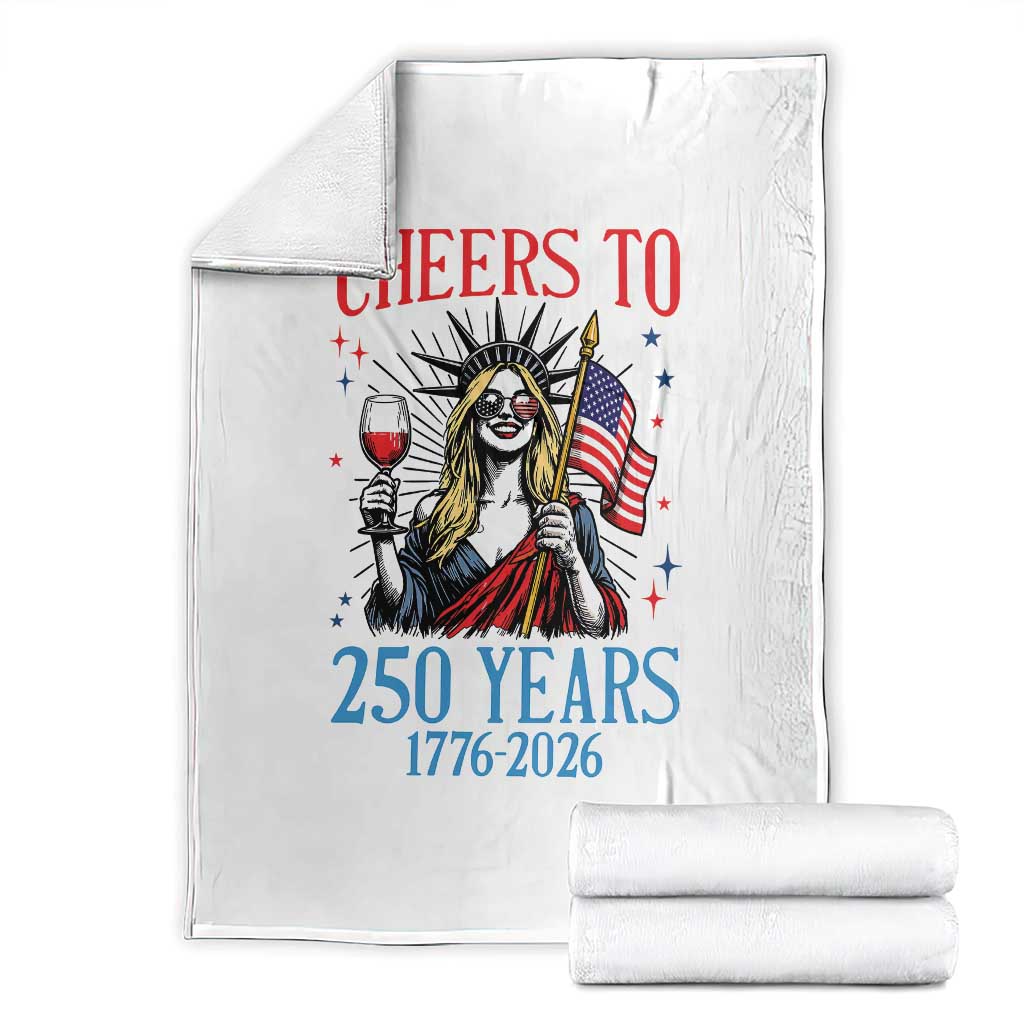 Funny Patriotic Statue Of Liberty Throw Blanket Cheers To 250 Years TS12 White Print Your Wear