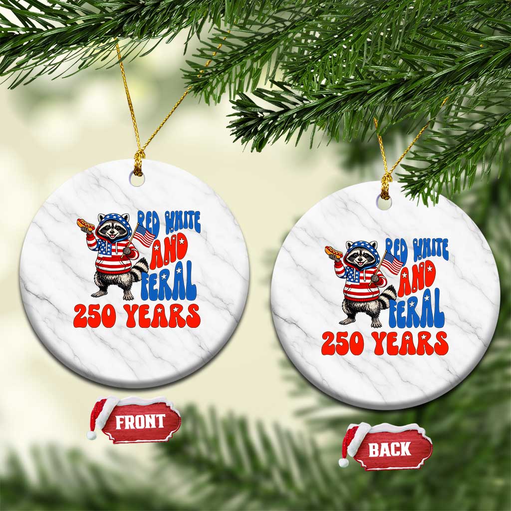 Funny Patriotic Raccoon Ceramic Ornament Red White And Feral 250 Years TS12 1pc White Marble Print Your Wear