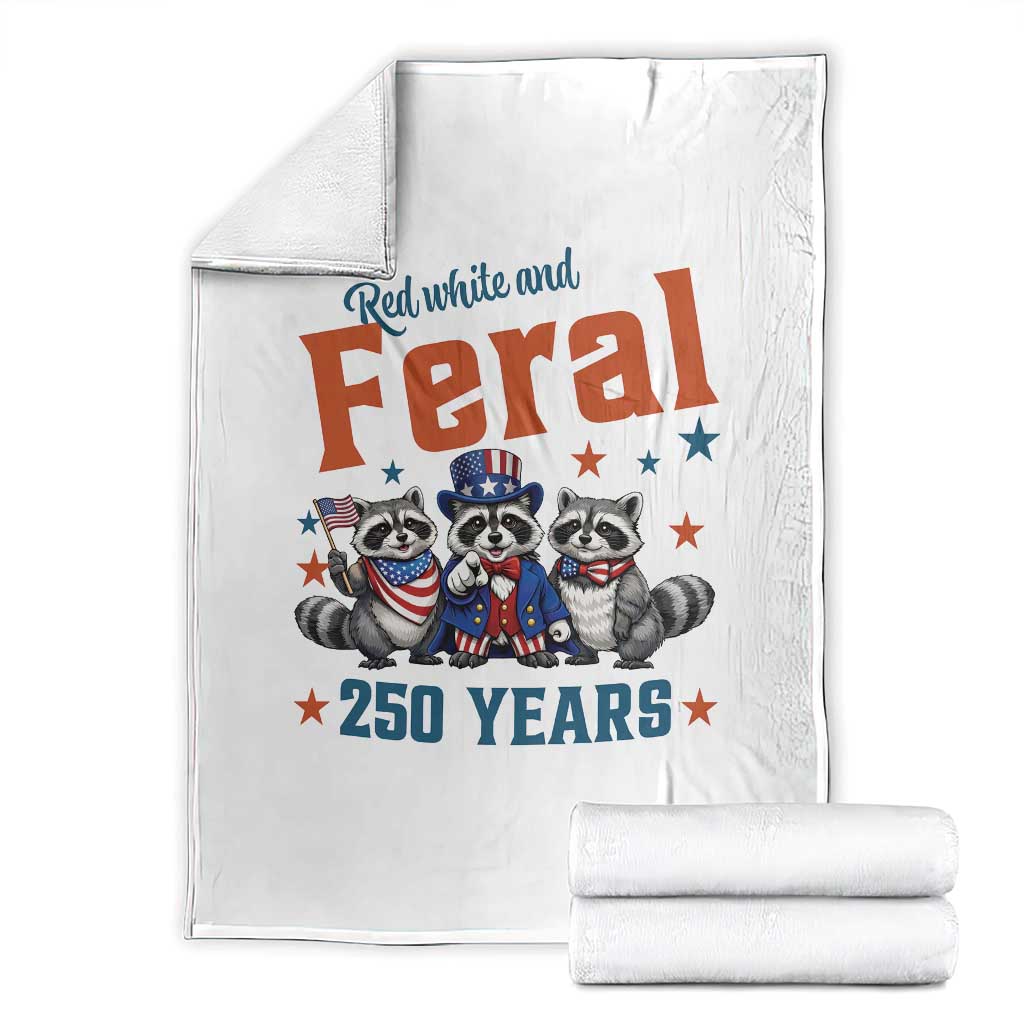 Funny Raccoon Red White And Feral USA 250 Anniversary Throw Blanket TS12 Black Print Your Wear