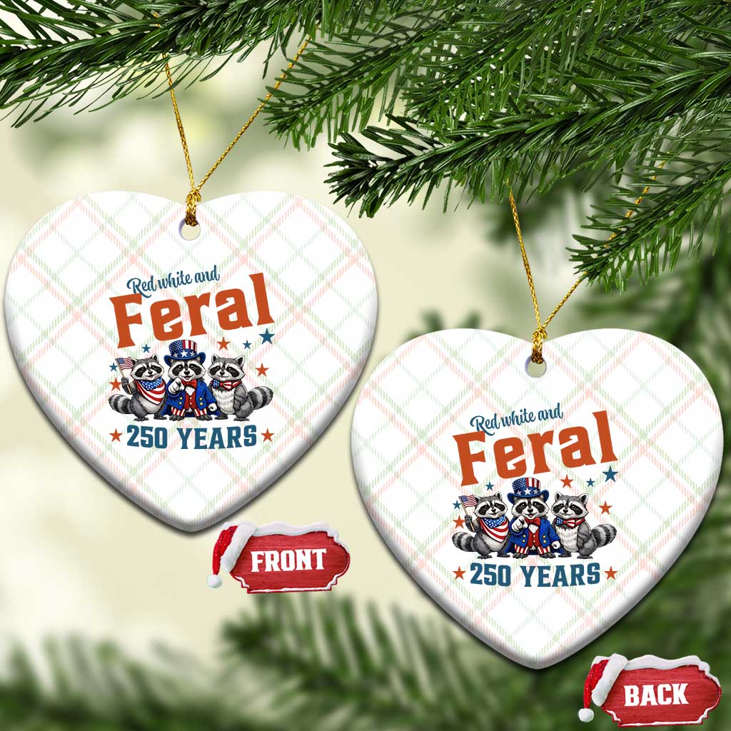 Funny Raccoon Red White And Feral USA 250 Anniversary Ceramic Ornament TS12 Print Your Wear