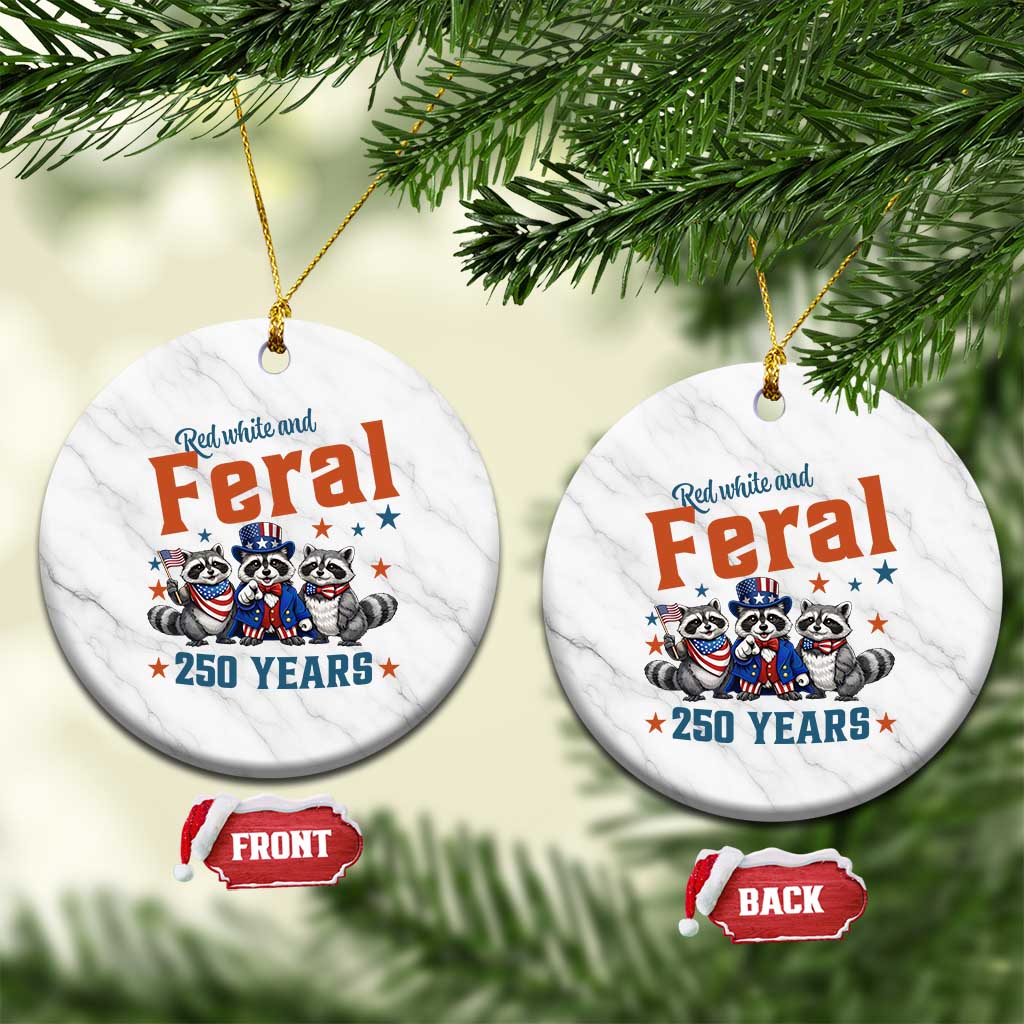 Funny Raccoon Red White And Feral USA 250 Anniversary Ceramic Ornament TS12 1pc White Marble Print Your Wear