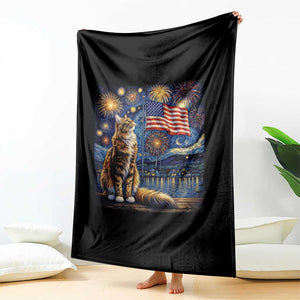 Patriotic Starry Night Cat Throw Blanket Cat Lover Gift TS12 Print Your Wear