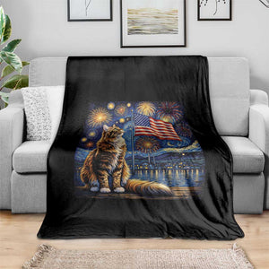 Patriotic Starry Night Cat Throw Blanket Cat Lover Gift TS12 Print Your Wear