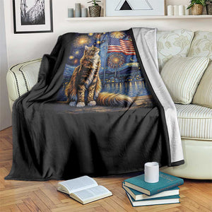 Patriotic Starry Night Cat Throw Blanket Cat Lover Gift TS12 Print Your Wear