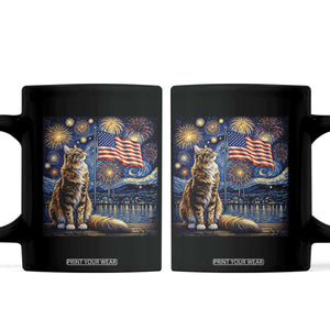 Patriotic Starry Night Cat Coffee Mug Cat Lover Gift TS12 Black Print Your Wear