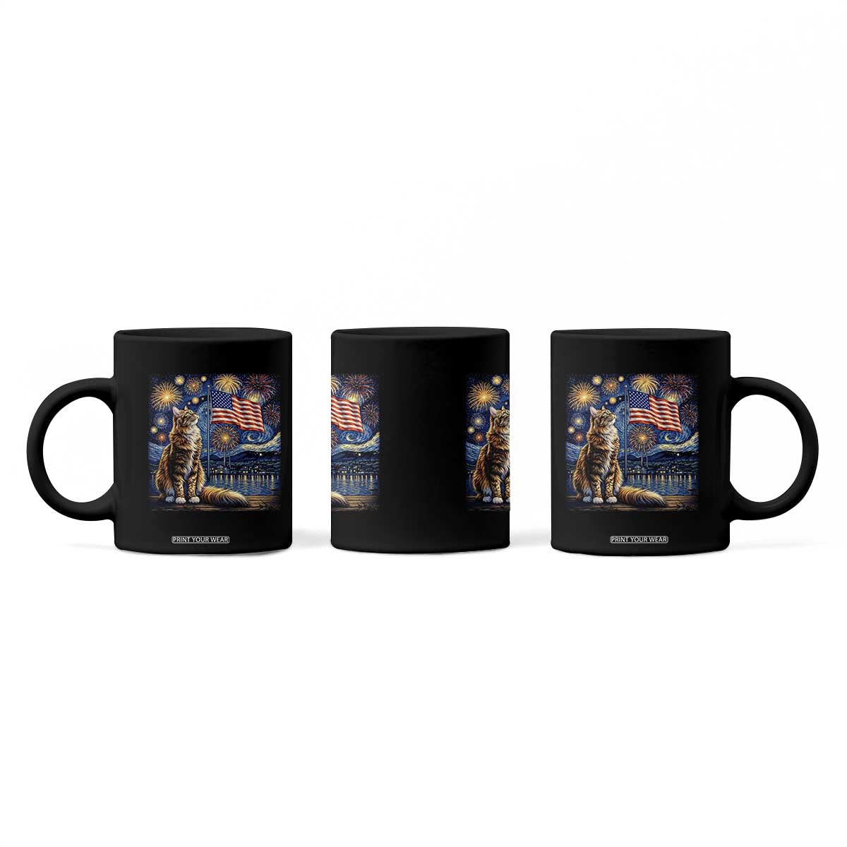 Patriotic Starry Night Cat Coffee Mug Cat Lover Gift TS12 Print Your Wear