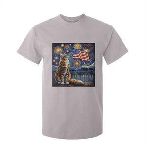 Patriotic Starry Night Cat T Shirt For Kid Cat Lover Gift TS12 Ice Gray Print Your Wear