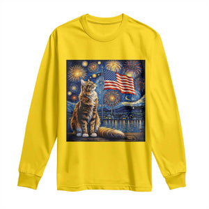 Patriotic Starry Night Cat Long Sleeve Shirt Cat Lover Gift TS12 Daisy Print Your Wear