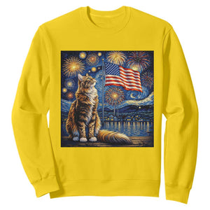 Patriotic Starry Night Cat Sweatshirt Cat Lover Gift TS12 Daisy Print Your Wear