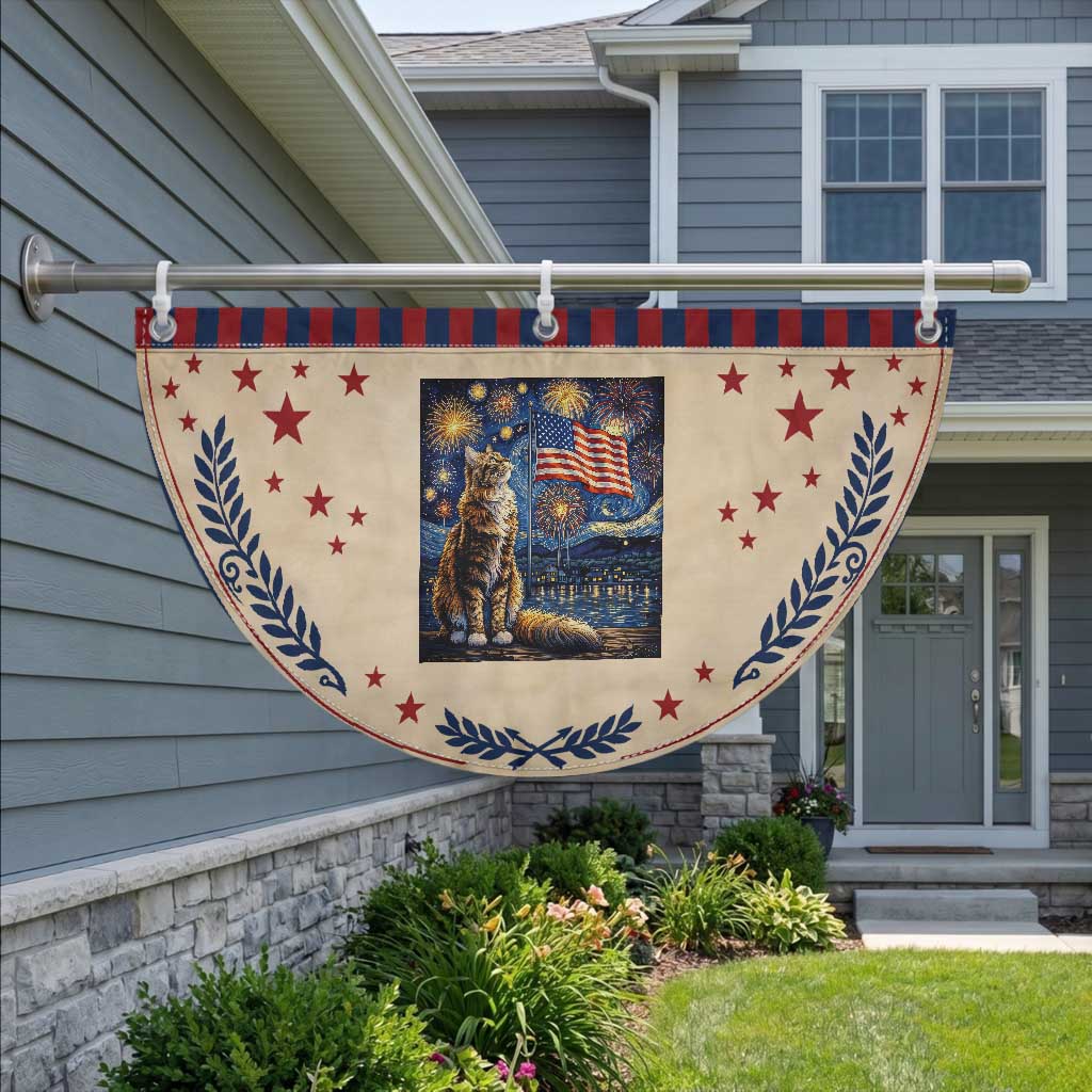 Starry Night Cat Patriotic Fan Flag Cat Lover Gift TS12 2pcs pack Laurel Tan Print Your Wear