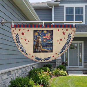 Starry Night Cat Patriotic Fan Flag Cat Lover Gift TS12 2pcs pack Laurel Tan Print Your Wear