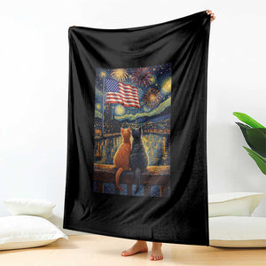 Starry Night Cat Patriotic American Pride Throw Blanket TS12 Print Your Wear