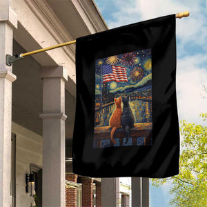 Starry Night Cat Patriotic American Pride Garden Flag TS12 Print Your Wear