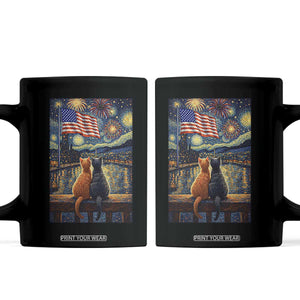 Starry Night Cat Patriotic American Pride Coffee Mug TS12 Black Print Your Wear