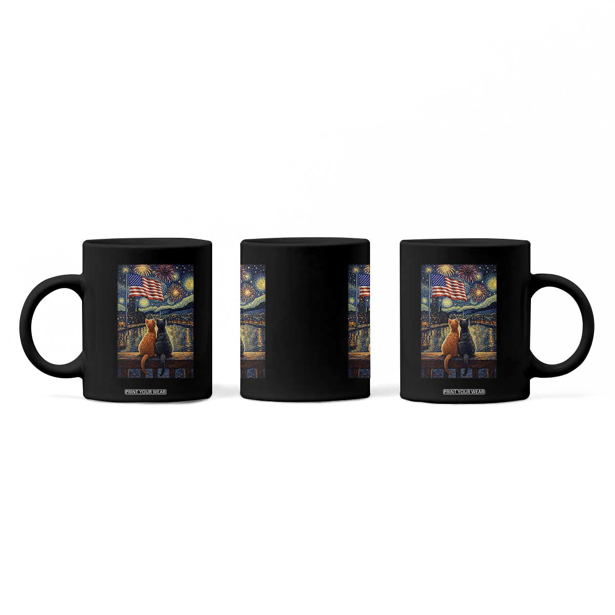 Starry Night Cat Patriotic American Pride Coffee Mug TS12 Print Your Wear