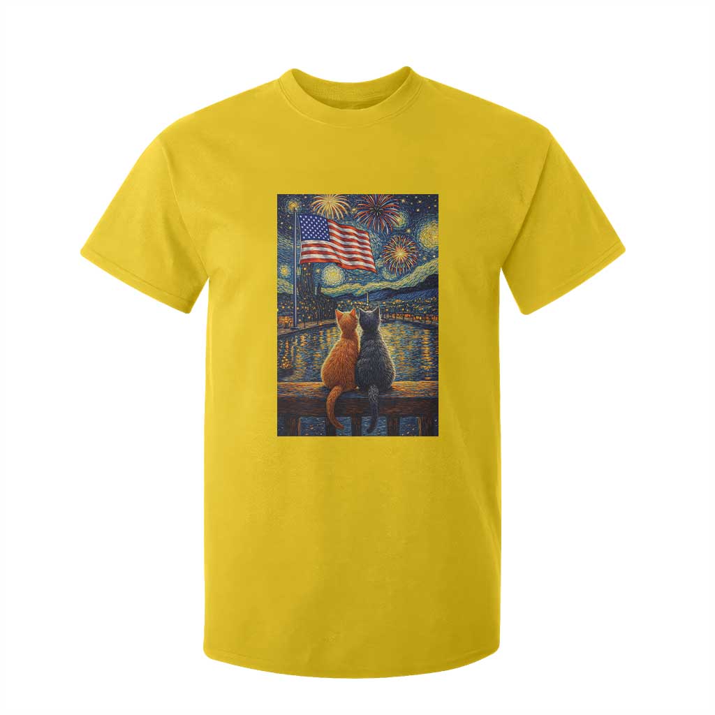 Starry Night Cat Patriotic American Pride T Shirt For Kid TS12 Daisy Print Your Wear