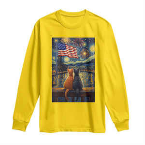 Starry Night Cat Patriotic American Pride Long Sleeve Shirt TS12 Daisy Print Your Wear