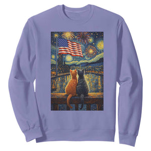 Starry Night Cat Patriotic American Pride Sweatshirt TS12 Violet Print Your Wear