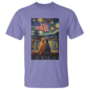 Starry Night Cat Patriotic American Pride T Shirt TS12 Violet Print Your Wear