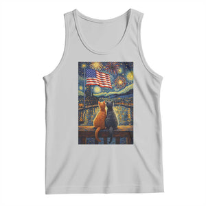 Starry Night Cat Patriotic American Pride Tank Top TS12 Ash Print Your Wear
