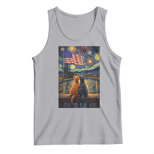 Starry Night Cat Patriotic American Pride Tank Top TS12 Athletic Heather Print Your Wear