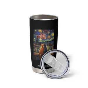 Starry Night Cat Patriotic American Pride Tumbler Cup TS12 Print Your Wear